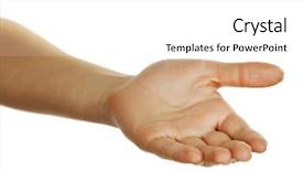  Presentation with waiter hand in white glove - Presentation theme enhanced with woman hand isolated on white background and a white colored foreground