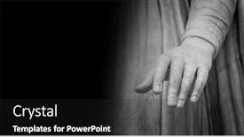  Presentation with mobile phone in woman hand - Amazing presentation design having woman-hand-on-antique-tunic backdrop and a dark gray colored foreground