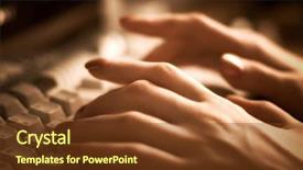  Presentation with keyboard - Cool new slide deck with woman hand on keyboard specialy backdrop and a tawny brown colored foreground