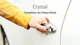  Presentation with car door - Colorful PPT theme enhanced with woman hand opening car door close up backdrop and a white colored foreground