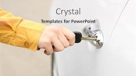  Presentation with car door - Audience pleasing slides consisting of woman hand opening car door close up backdrop and a white colored foreground