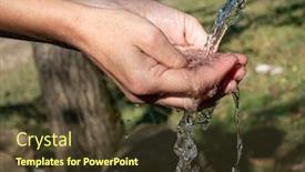  Presentation with pouring water - Slide set with woman hand pouring water on nature background background and a tawny brown colored foreground