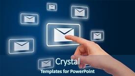  Presentation with mail - Theme consisting of woman hand pressing e-mail background and a ocean colored foreground