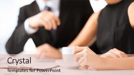  Presentation with agreement signing - Audience pleasing presentation theme consisting of woman hand signing contract backdrop and a coral colored foreground