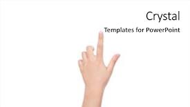  Presentation with virtual hand - PPT theme enhanced with woman hand touching virtual screen background and a white colored foreground