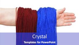  Presentation with yarn - Beautiful PPT layouts featuring woman hand with blue and brown ball of yarn for knitting isolated on white background backdrop and a cobalt blue colored foreground