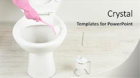  Presentation with brush - Presentation theme with woman hand with brush cleaning background and a white colored foreground