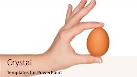  Presentation with egg - Beautiful PPT layouts featuring woman hand with egg isolated backdrop and a  colored foreground