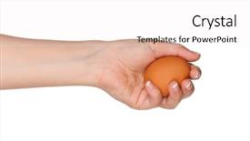  Presentation with egg - PPT theme with woman hand with egg isolated background and a  colored foreground