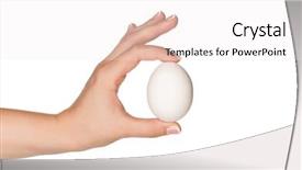  Presentation with egg - Audience pleasing slide deck consisting of woman hand with egg isolated backdrop and a  colored foreground