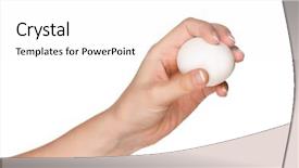  Presentation with egg - Amazing PPT theme having woman hand with egg isolated backdrop and a  colored foreground