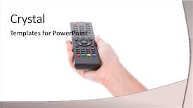  Presentation with remote - Theme enhanced with woman hand with remote control background and a white colored foreground