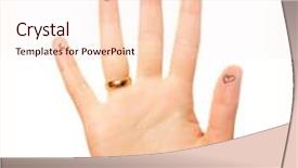  Presentation with title - Colorful PPT theme enhanced with woman hand with ring with love title backdrop and a sky blue colored foreground