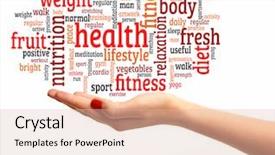  Presentation with telemedicine word cloud concept - Cool new presentation with woman hand with word cloud backdrop and a lemonade colored foreground