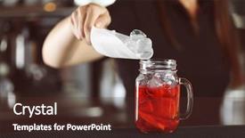  Presentation with cocktail bar - Presentation theme having woman hands adding ice into cocktail on bar counter background and a tawny brown colored foreground