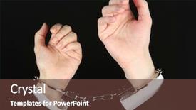  Presentation with prison - Theme enhanced with woman hands and breaking handcuff background and a tawny brown colored foreground