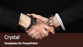  Presentation with prison - Theme having woman hands and breaking handcuff background and a tawny brown colored foreground