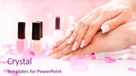  Presentation with nails manicure - Cool new slide deck with woman hands closeup manicured nails backdrop and a pink colored foreground