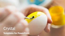  Presentation with people concept surgeon in mask - Cool new PPT theme with woman hands coloring easter eggs backdrop and a coral colored foreground