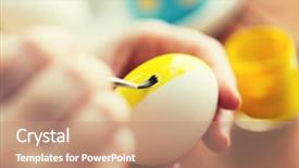  Presentation with holidays - Audience pleasing slide deck consisting of woman hands coloring easter eggs backdrop and a coral colored foreground