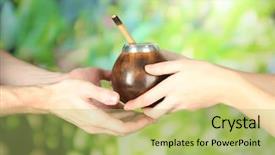  Presentation with giving - Cool new theme with metadata concept with young woman reaching and looking upwards backdrop and a coral colored foreground.