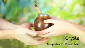  Presentation with giving - Beautiful PPT layouts featuring woman hands giving calabash backdrop and a yellow colored foreground