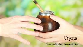  Presentation with giving - Presentation theme having woman hands giving calabash background and a lemonade colored foreground