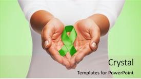  Presentation with transplant - Amazing slides having woman hands holding green organ backdrop and a coral colored foreground