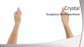  Presentation with hands holding - PPT theme featuring woman hands holding imaginary item background and a white colored foreground