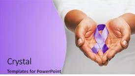  Presentation with awareness - Slides having woman hands holding purple background and a light blue colored foreground
