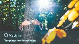  Presentation with save earth - Amazing presentation theme having hugging a tree - fight climate backdrop and a ocean colored foreground