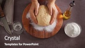  Presentation with dough - Beautiful PPT theme featuring woman hands kneading dough on kitchen table backdrop and a tawny brown colored foreground