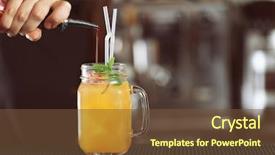  Presentation with cocktail bar - Amazing slide deck having woman hands making cocktail on bar counter backdrop and a tawny brown colored foreground