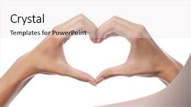  Presentation with hands heart - Audience pleasing slide deck consisting of woman hands on white background backdrop and a sky blue colored foreground