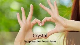  Presentation with nature - Beautiful presentation theme featuring natural green - woman hands over nature background backdrop and a coral colored foreground