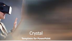  Presentation with virtual reality - Amazing slide deck having woman hands up in virtual backdrop and a coral colored foreground