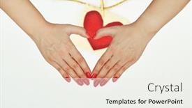  Presentation with heart hands - Slides having woman-hands-with-beautiful-manicure background and a  colored foreground