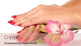  Presentation with flower woman - Presentation theme enhanced with woman-hands-with-flower-isolated background and a coral colored foreground