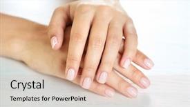  Presentation with manicure - Theme with woman hands with french manicure background and a lemonade colored foreground