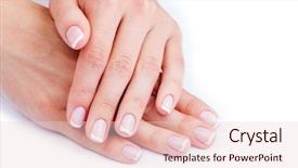  Presentation with manicure - PPT theme with woman hands with french manicure background and a lemonade colored foreground