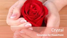  Presentation with nurse and patient holding hands - Cool new PPT layouts with woman hands with french manicure backdrop and a coral colored foreground