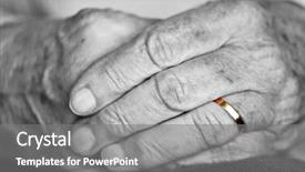  Presentation with wedding ring - PPT theme with woman hands with golden wedding background and a  colored foreground