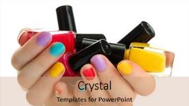  Presentation with nail - Amazing theme having woman hands with nail polishes backdrop and a coral colored foreground