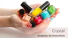  Presentation with nail - Colorful presentation design enhanced with woman-hands-with-nail-polishes backdrop and a lemonade colored foreground