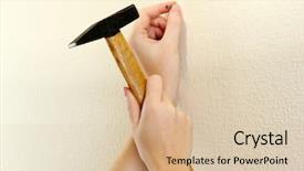  Presentation with nail - Cool new PPT theme with woman hands with nail backdrop and a lemonade colored foreground