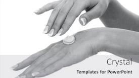  Presentation with manicure - Amazing presentation having woman-hands-with-perfect-manicure backdrop and a light gray colored foreground