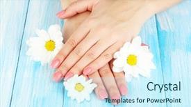  Presentation with color pink - Audience pleasing slide deck consisting of woman hands with pink manicure backdrop and a cool aqua colored foreground