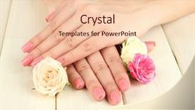  Presentation with pink flowers - Amazing presentation design having woman hands with pink manicure backdrop and a lemonade colored foreground