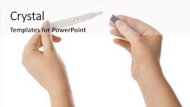  Presentation with pregnancy - Amazing PPT theme having woman hands with pregnancy test backdrop and a white colored foreground