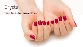  Presentation with nail - Presentation theme featuring woman hands with red nail isolated on white background and a lemonade colored foreground